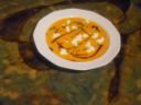 Vellutata di zucca con riduzione di aceto balsamico e fiocchi di ricotta bufalina