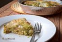 Timballo di riso con tenerumi e fiori di zucchina