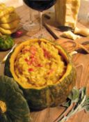 Risotto alla zucca con filetti di pancetta croccante