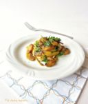Spaghetti risottati con funghi e rucola