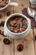 Zuppa di fagioli borlotti con castagne e gnocchi di castagne