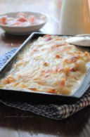 Porri gratinati con pancetta e gorgonzola