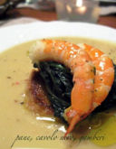 passatina di fave con cavolo nero e gamberi