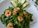 Tagliatelle verdi gamberi  zucchine