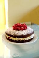 Torta al cioccolato e lamponi