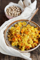 Cous Cous alla zucca, porri, ceci e merluzzo