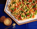 Le tagliatelle con i ceci ed i peperoni al timo