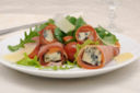 Involtini di speck e gorgonzola in insalata