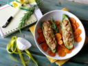 Barchette di zucchine ripiene con prosciutto e scamorza cotte al microonde