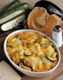 Mezze penne gratinate con zucca e melanzane