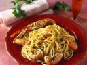 Spaghetti con scampi al cognac