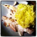 Pesce castagna e nuvola di cappuccio all’aceto