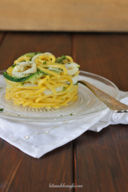 Spaghetti alla chitarra, senza glutine, con zucchine e seppie