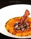 Crème brulée di zucca con Porcini e pancetta croccante