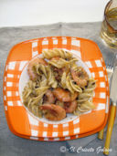 Elicone con gamberi e speck al pesto di pistacchi