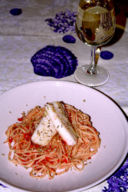 Spaghetti pomodoro e baccalà e muffins al baccalà e al pomodoro di Cristina