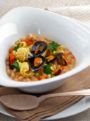 Zuppetta di fagioli del Purgatorio con pasta mista e cozze