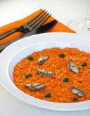 Risotto peperoni e acciughe