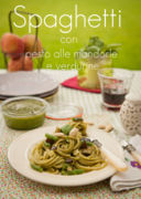 Spaghetti con pesto alle mandorle e verdurine