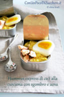 Hummus express di ceci con sgombro e uova: ammazza dolce metà!