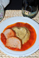 Polpettone al sugo con sformatini di polenta taragna