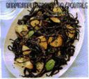 Pasta al nero di seppia con patate e bottarga