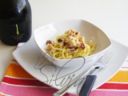 Linguine al salmone e pomodori secchi per il Bianco Brut Conti di Buscareto