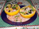 Gamberetti in coppette di arance
