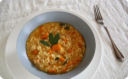 Risotto cremoso alla zucca con burro e salvia.