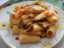 Pasta: Rigatoni con rana pescatrice e zucchine in fiore