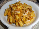 Pasta:casarecce con zucca e salsiccia