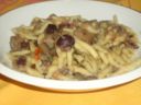 Trofie con melanzane,olive e pomodorini e basilico