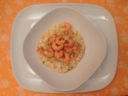 Risotto con brodo di cozze mantecato con arancia e gamberi