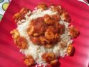 Gamberi al pomodoro e spezie con riso