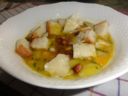 Zuppa di patate, zucca, scarola e porro