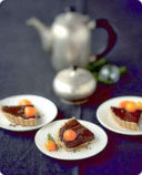 Crostata al cioccolato con kumquat.