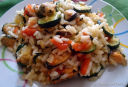 Riso al forno con verdure e cozze