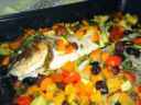 Pesce al forno con verdure