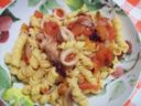 Pasta ai calamari, radicchio e porro
