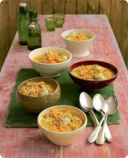 Zuppa di lenticchie con polpette di pollo.