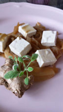 Tofu homemade in Cipollata allo zenzero e aceto di mele