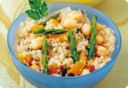 Cous cous con ceci e asparagi.