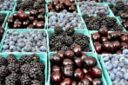 Frutta e ortaggi blu per un menu adatto a rafforzare la vista