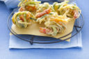 Gomitoli di verdure e gamberi