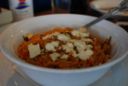 Primi: orzo con pecorino, speck e pomodorini
