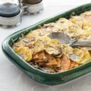 Zucca al forno con patate per Halloween, il terribile tortino insanguinato