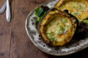 Roasted Corn Pudding in Acorn Squash