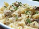 Pasta con panna funghi e castagne, primo piatto autunnale