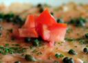 Piatti freddi: carpaccio di salmone al pomodoro