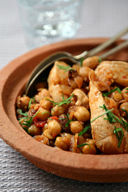 Tagine di pollo, ceci e vaniglia